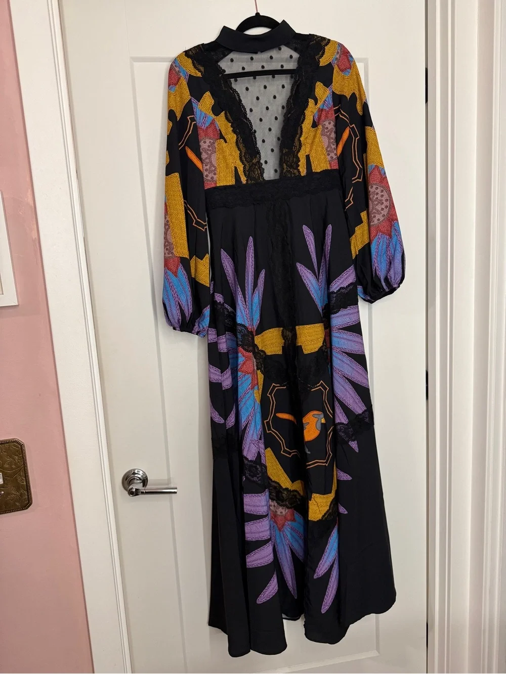 SHEIN Black Maxi Dress with Floral and Lace design - Picture 3 of 7